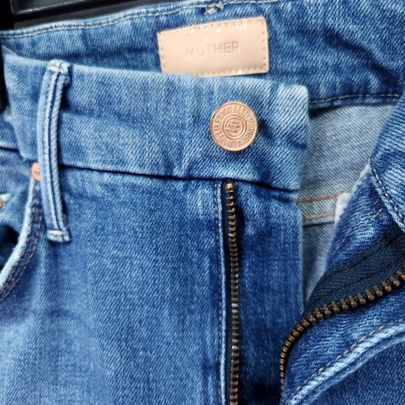 Mother Womens The Looker Ankle Fray Jeans 27 Stretch Mid Rise Distress Raw Hem - Picture 12 of 16